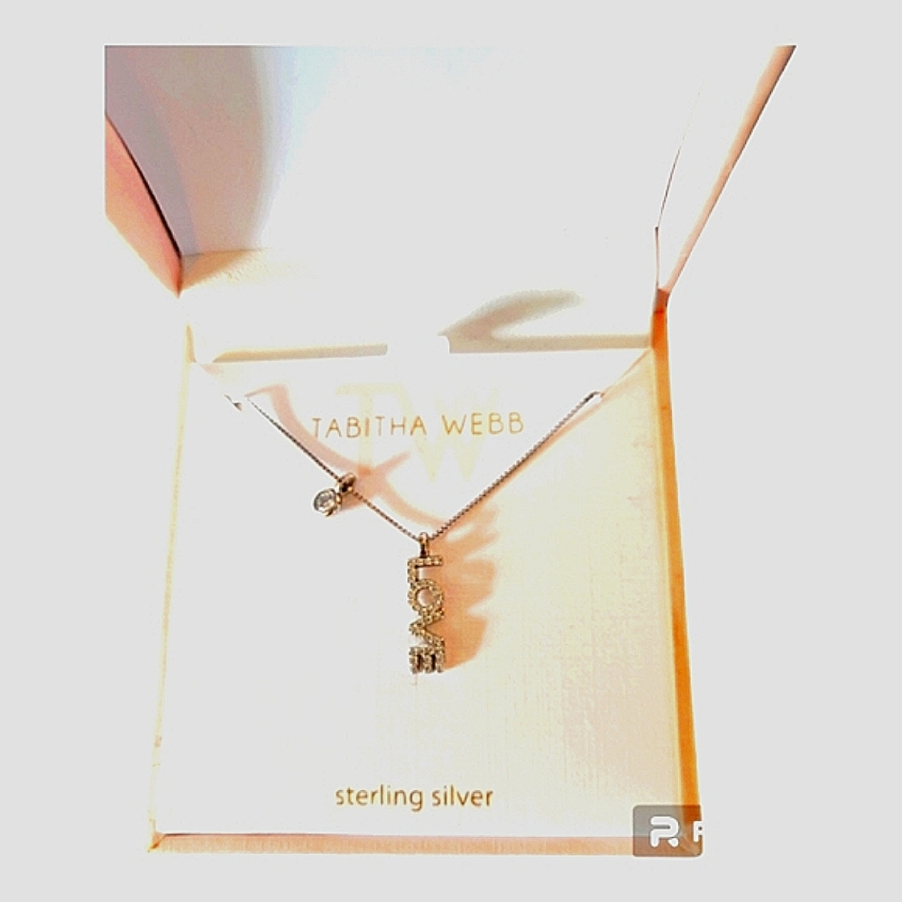 Nwt Tabitha Webb Sterling Silver, and Cubic Zirconian Love Necklace.